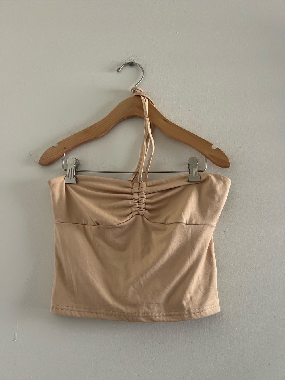 Y2K style Tan crop halter super cute sz S